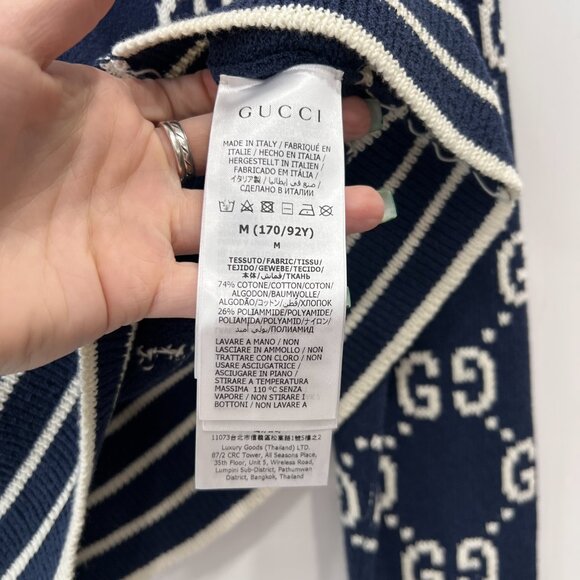 $2200 NWT Gucci Blue White Multi GG Logo Cardigan Cotton Sweater size Medium - Picture 13 of 13